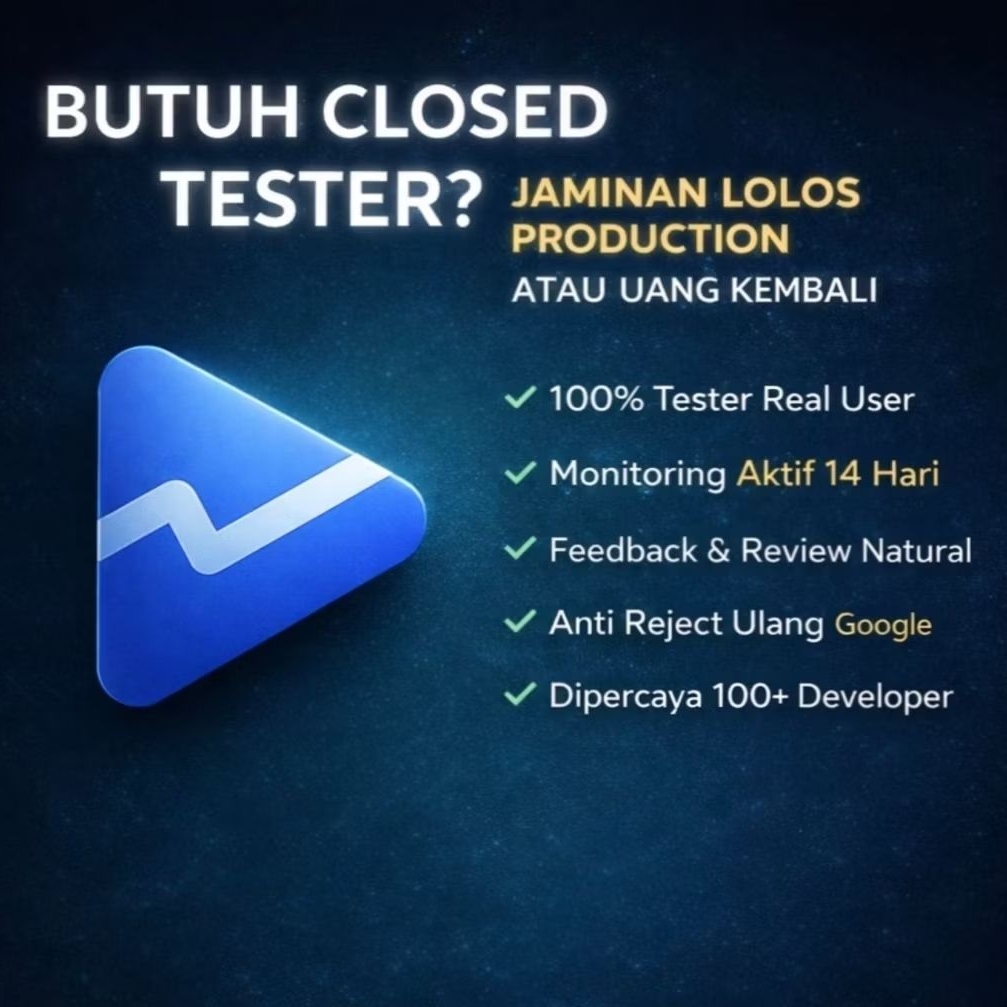 Jasa Pengujian Tertutup Google Play Console (GODEV) – 12 Tester, Garansi Approve Cepat