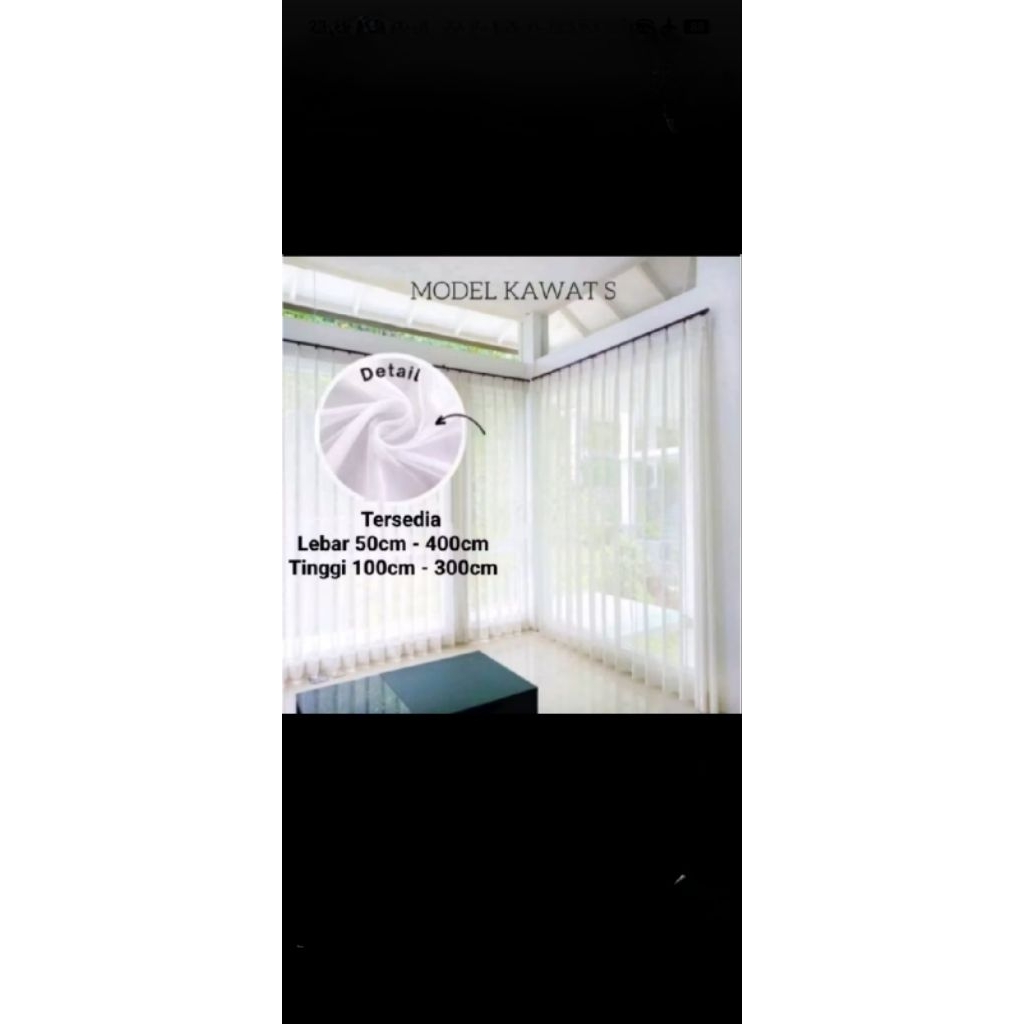 Vitrase Gorden Tirai Jendela Minimalis Dalaman Gorden Bonus Kaitan