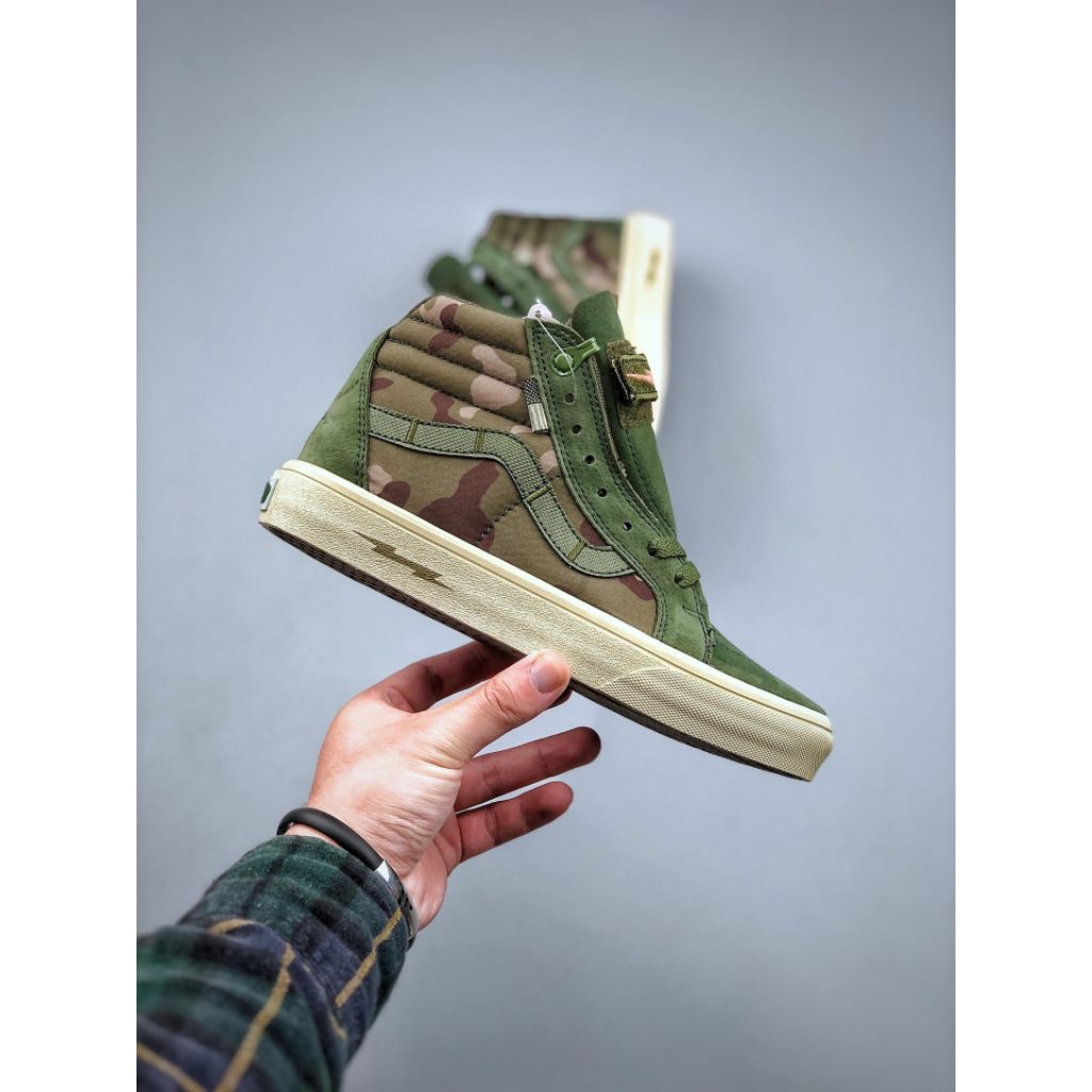 Sepatu Vans Sk8 High Notchback Defcon Multicam Jungle Green Camo