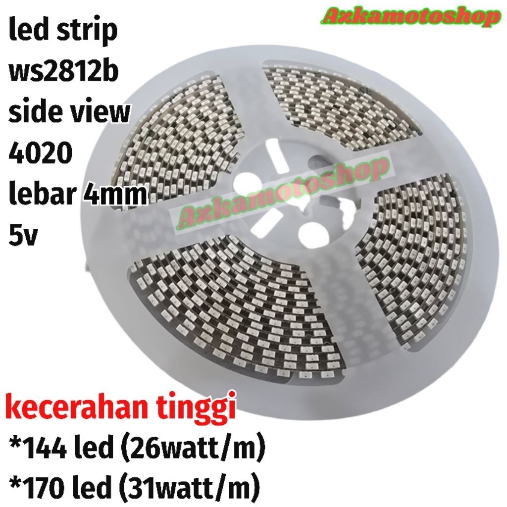ws2812b side view 5v 144 led 170 ped /meter led rgb skripsi ws2812b nyala samping 5v rapat