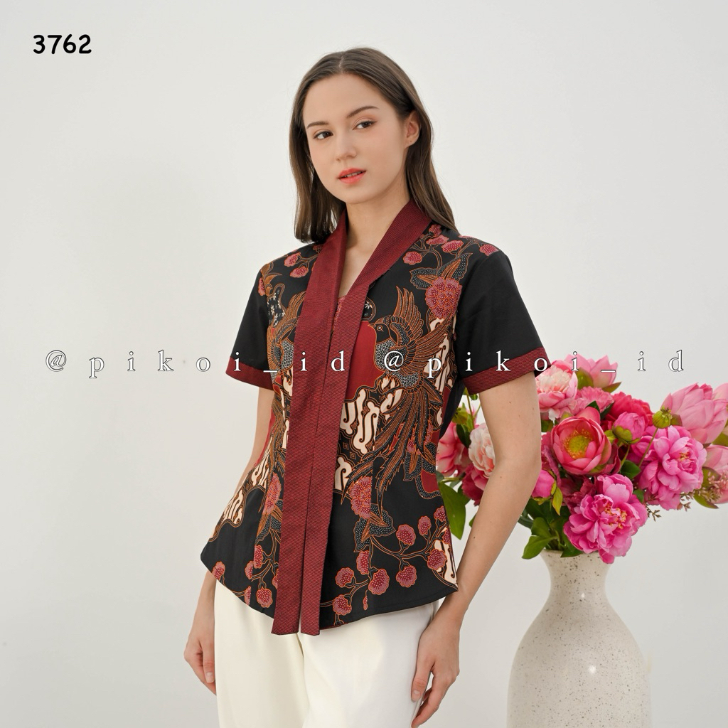 Baju batik wanita / atasan batik cewek / seragam batik kantor / blouse katun batik modern 292 pendek