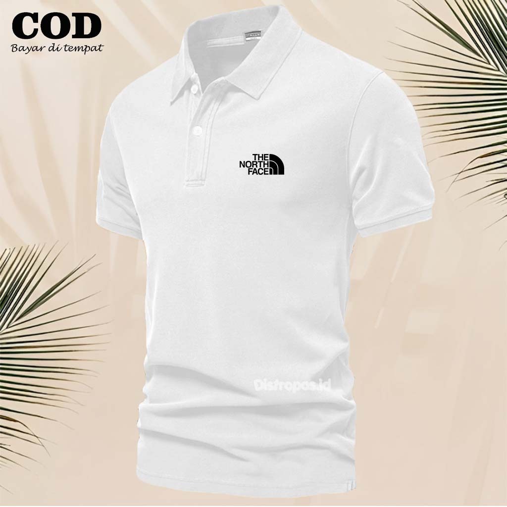 TSHIRT -kaos POLO Lengan pendek populer- Kaos POLO Logo Tnf Text Hitam pria Keren-Polo shirt men-dis