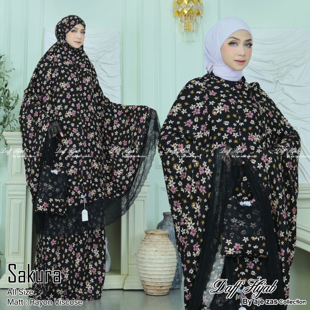 DAFF HIJAB//MUKENA DEWASA 2IN1 RAYON VISCOSE RENDA STRETCH