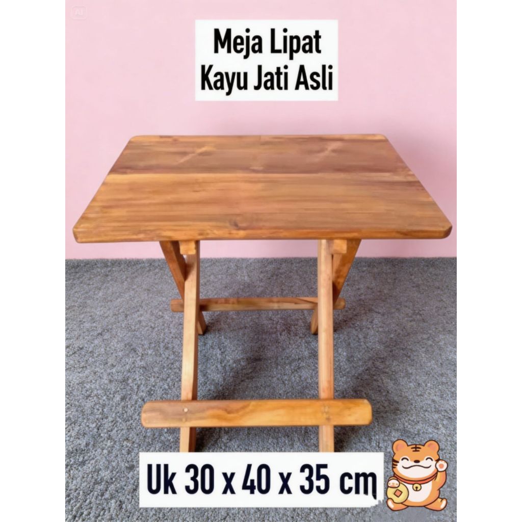 Meja Lipat Kayu Jati Kaki Tinggi – Praktis & Nyaman