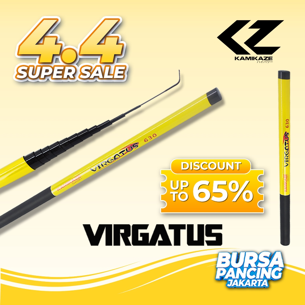 KAMIKAZE Joran Tegek VIRGATUS 240CM - 720CM Carbon Ruas pendek Cocok Untuk di Sungai dan Muara