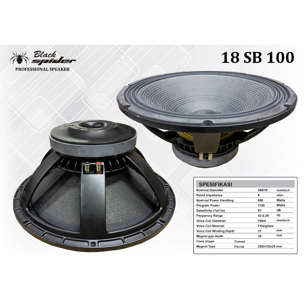 Speaker Komponen Black Spider BS 18 SB 100 - 18 Inch