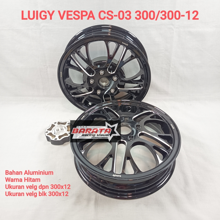 VELG LUIGY MOTOR VESPA CS-03 300/300 RING 12 HITAM