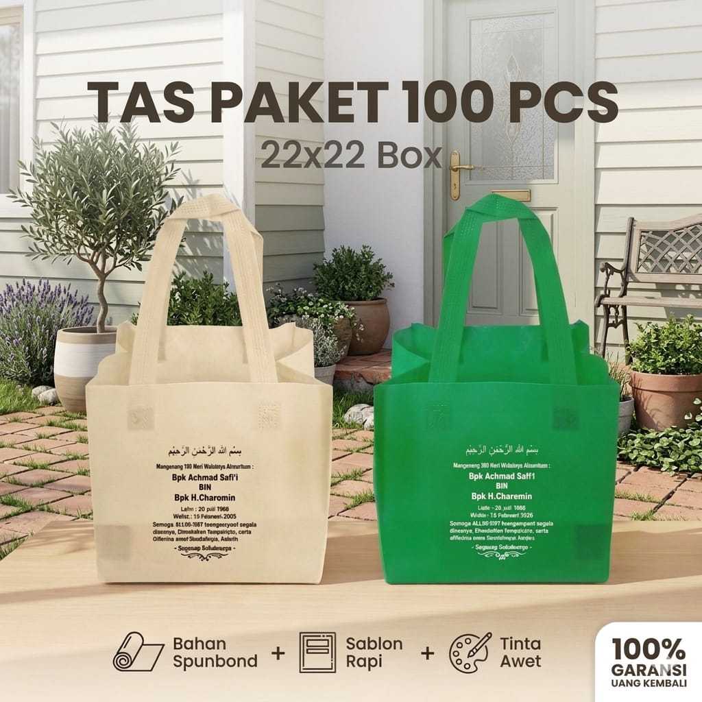 Paket 100 pcs Goodiebag Box Souvenir Khitan Tasyakuran Slametan Haji Umroh
