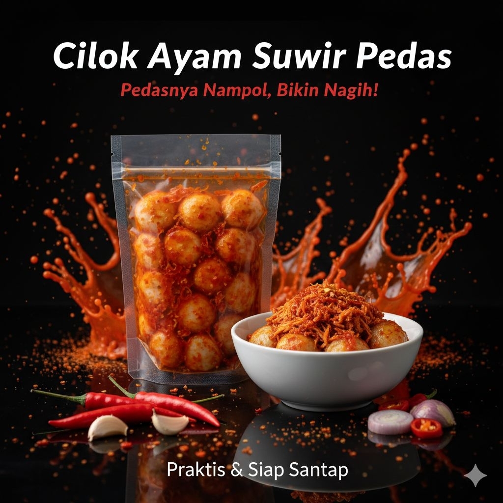 Cilok ayam suwir pedas