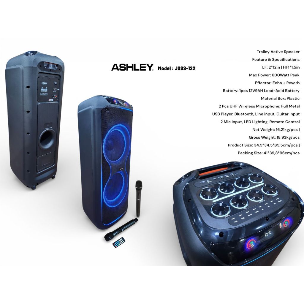 Speaker Portable 2x12" ASHLEY JOSS122 JOSS 122 Original