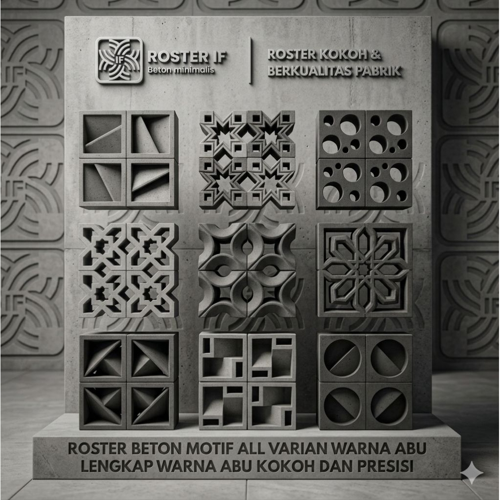Roster beton minimalis | Roster beton Abu | Ventilasi udara | Loster beton minimalis
