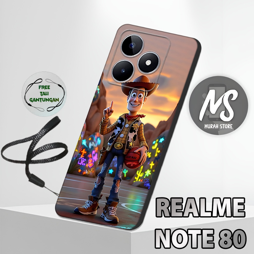 MS49 / Softcase Karet  REALME NOTE 80 + TALI GANTUNGAN HP / Motif Lucu / Case Hp REALME NOTE 80 / Si