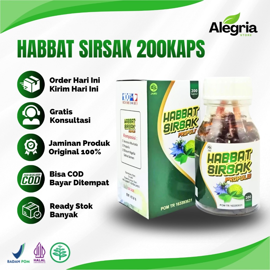 Kapsul Habbat Sirsak Propolis 200 Kapsul Membantu Pengobatan Tumor dan Kanker Secara Alami