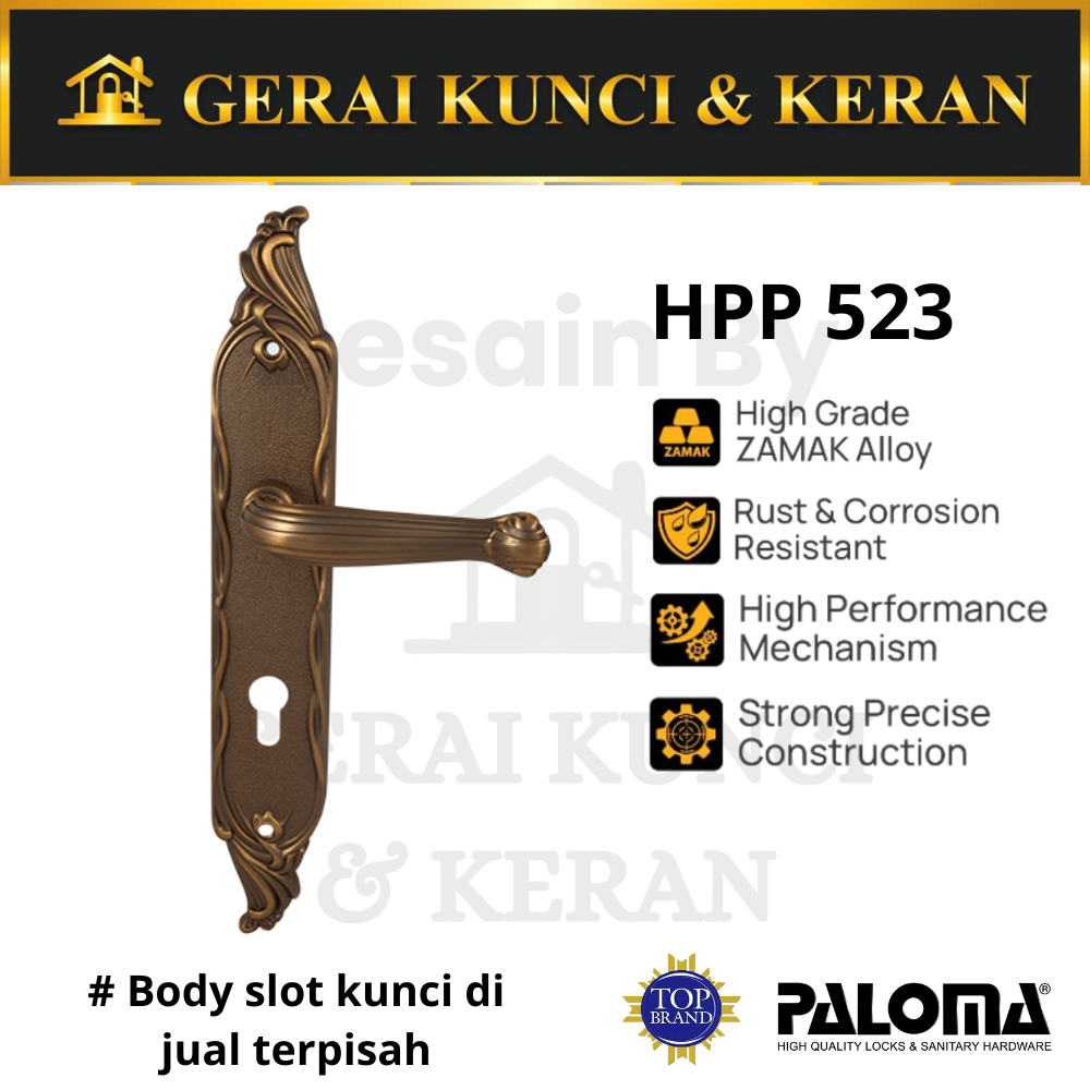 Paloma HPP 523 Handle Plate Pintu Rumah Kamar Antiq Classic Kuat