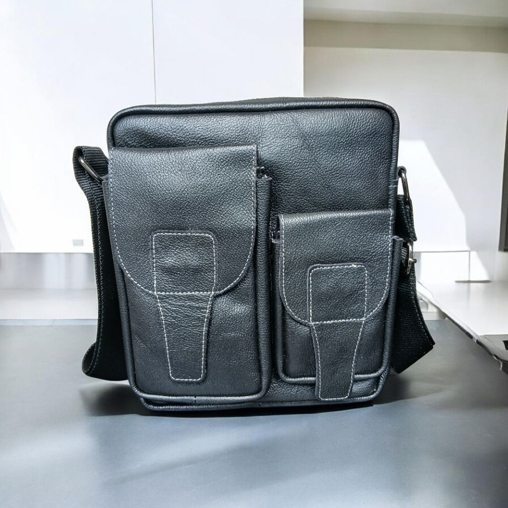 Tas Selempang Pria Dari Bahan Kulit Sapi Asli | Tas Selempang Ukuran Sedang