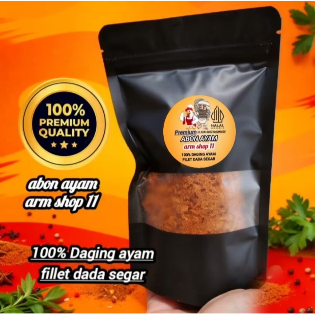 abon ayam premium ARM shop 11 nett 80 gram 100 % Daging ayam filet dada segar Lezat dan Gurih