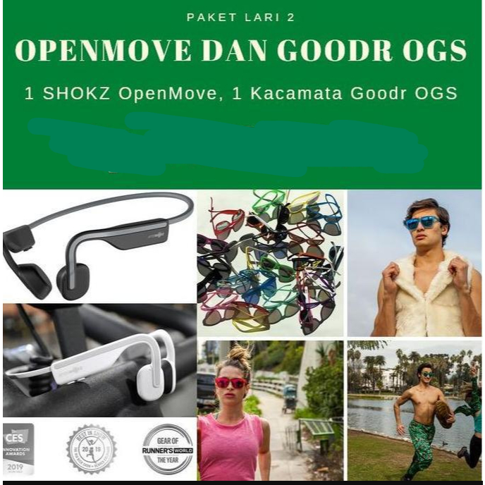 Paket Lari 2 - 1 Aftershokz OpenMove Bluetooth - 1 Goodr OGS Series