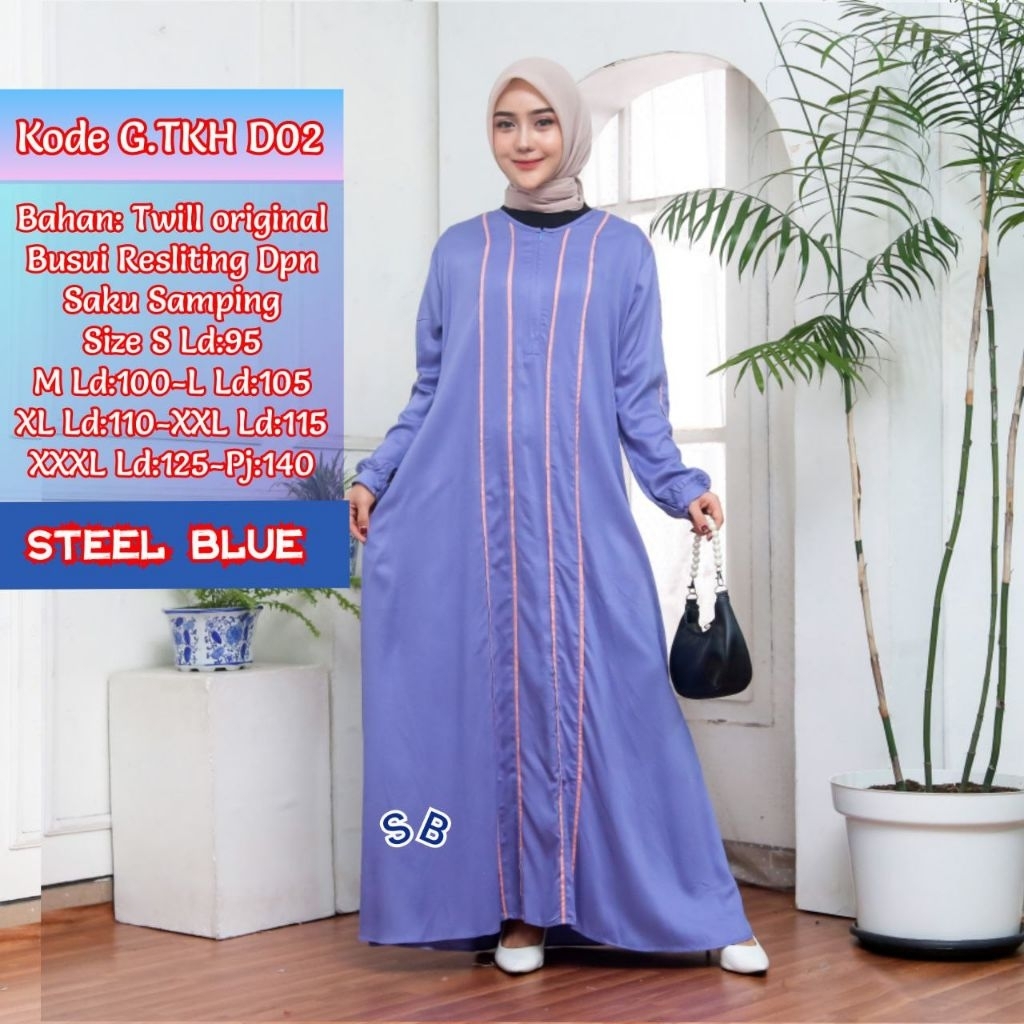 Gamis Twill Original Premium Super G.TKH D02 || Gamis Twill Busui Friendly Adem Nyaman dipakai dan N
