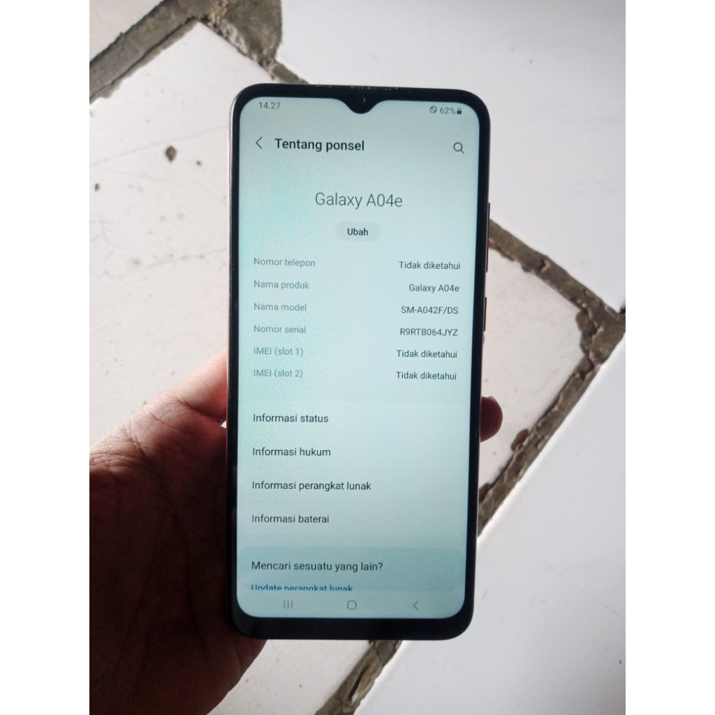 HP Samsung A04 Ram 3/32GB WIFI only minus dideskripsi