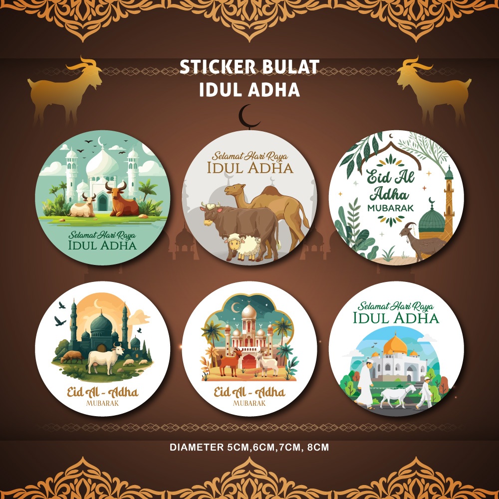 [isi 35pcs] Sticker Idul Adha / Sticker Bulat Idul Adha / Stiker Idul Adha Qurban Kurban Stiker Leba