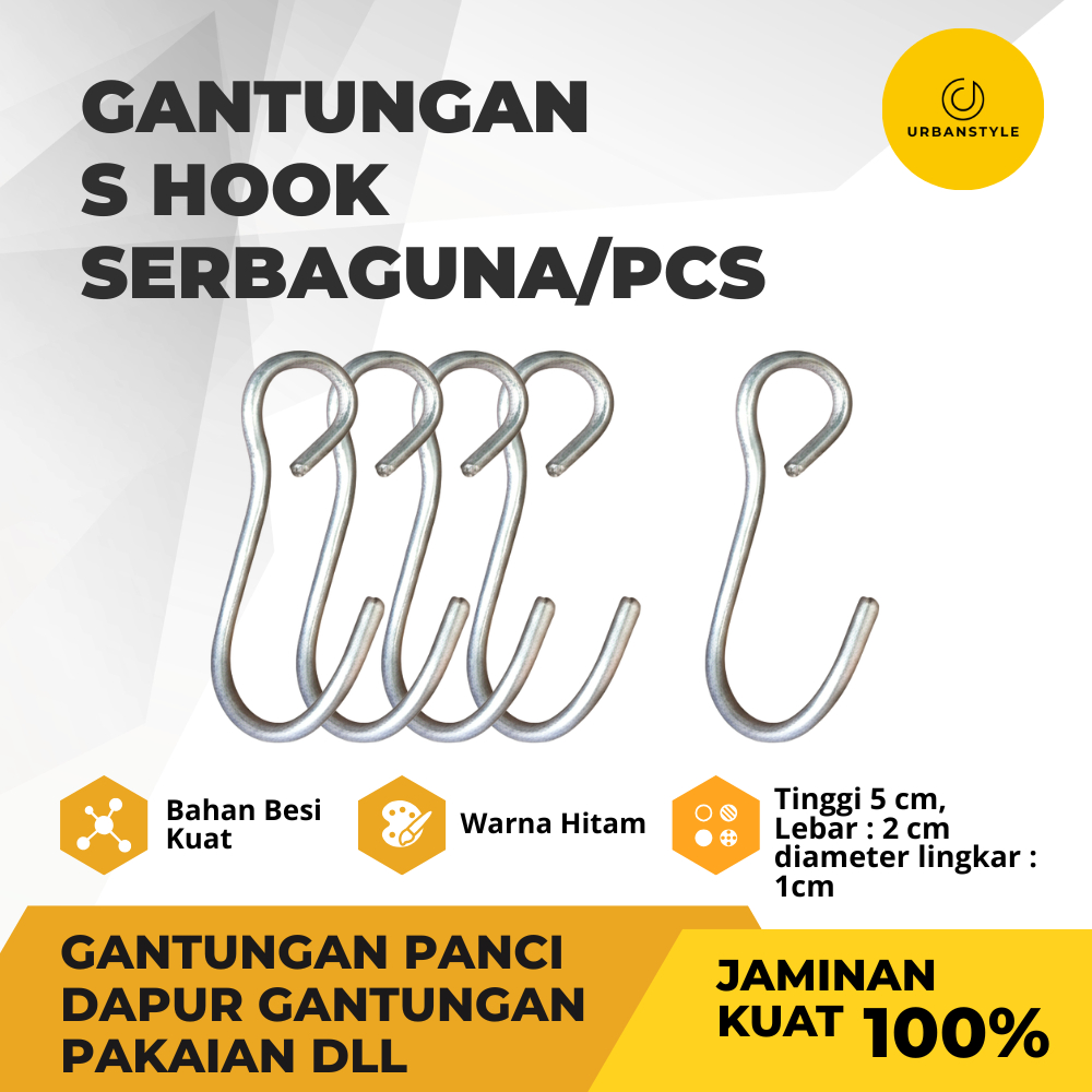 Gantungan S Hook Sebaguna (Gantungan Panci Dapur, Gantungan pakaian dll)