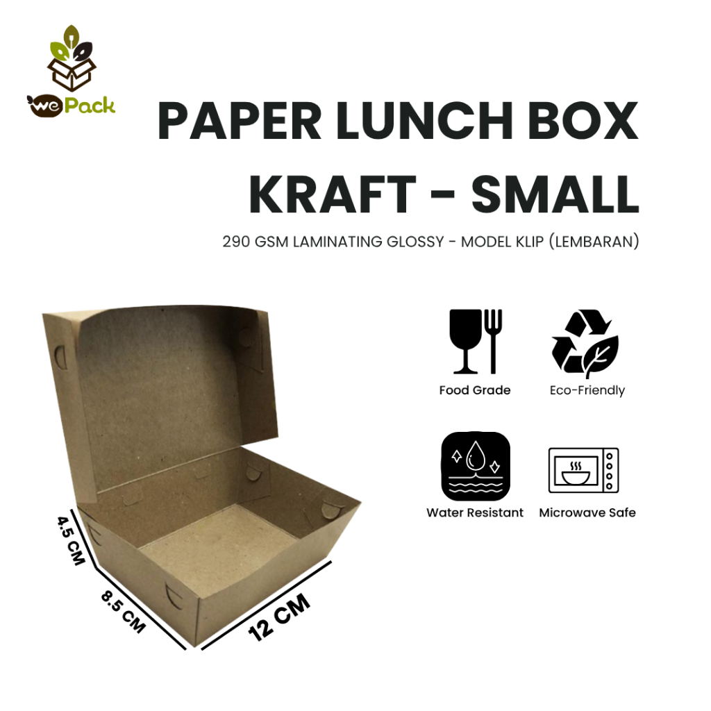 PAPER LUNCH BOX SIZE S 290 GSM TAKE AWAY BOX COKLAT KRAFT 325 GSM Anti Rembes