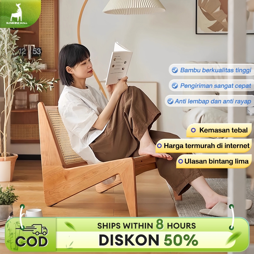 Sunshine Kursi Santai Bambu Kursi Mala Kursi Rotan Imitasi Kursi Minimalis Untuk Ruang Tamu & Luar