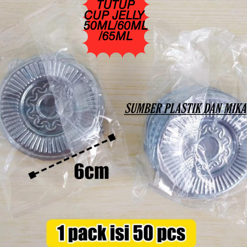 [ 50pcs ] Tutup Cup Puding Bening Ukuran 50ml & 65ml LID Cup Jelly Universal