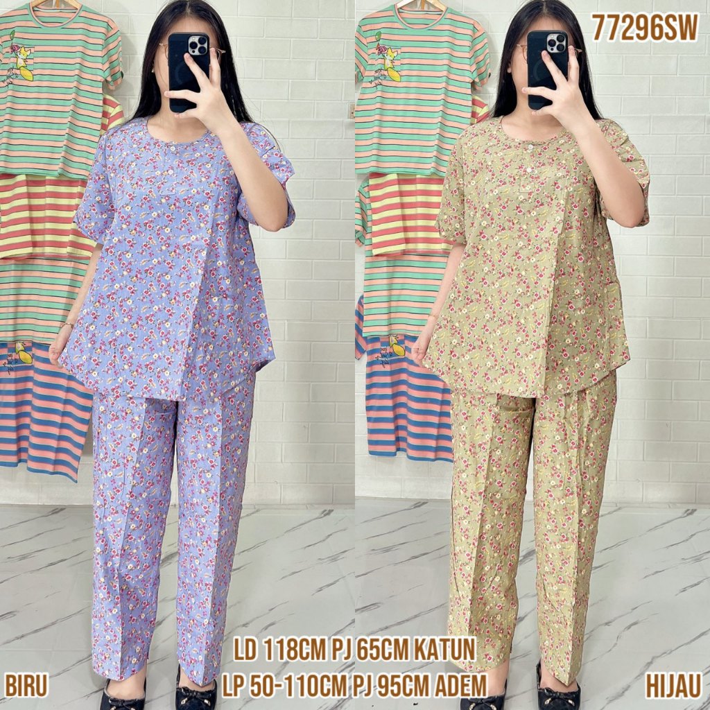 Baju Tidur Merlin CP  XL Jumbo Setelan Katun Motif karakter  - Bahan Katun Premium