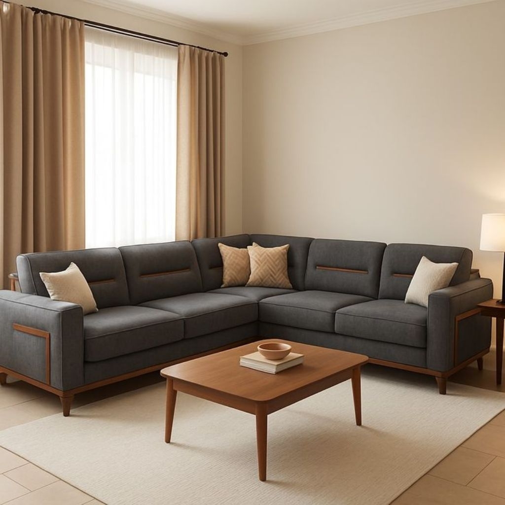 sofa sudut minimalis desain elegant dan kekinian cocok untuk ruang tamu dan kantor