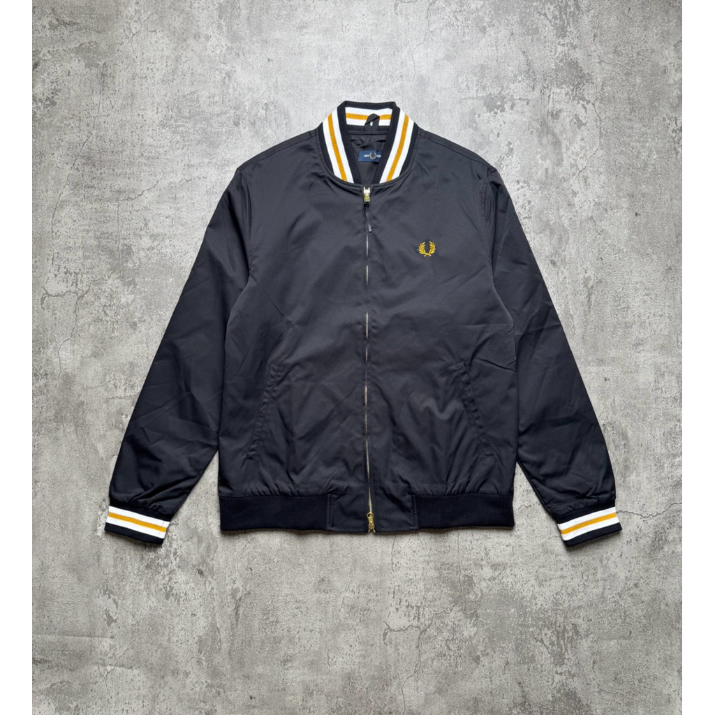 Fredpeerry twill bomber black yellow white jacket