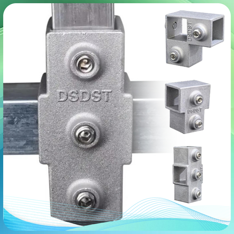 Bracket Pengencang Pipa Aluminium Kotak 25 Series Sambungan Rak Tanpa Las Konektor Kuat Fitting Pipa