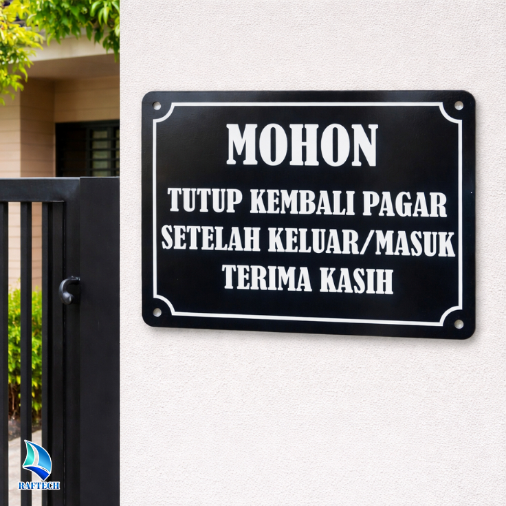 Papan Nama Mohon Tutup Kembali Acrylic | No rumah 30x40 cm