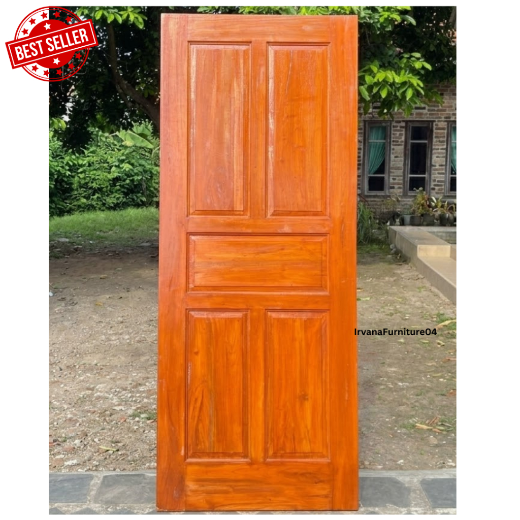 daun pintu rumah kamar kayu mahoni ukuran 200x80 diplistur cat