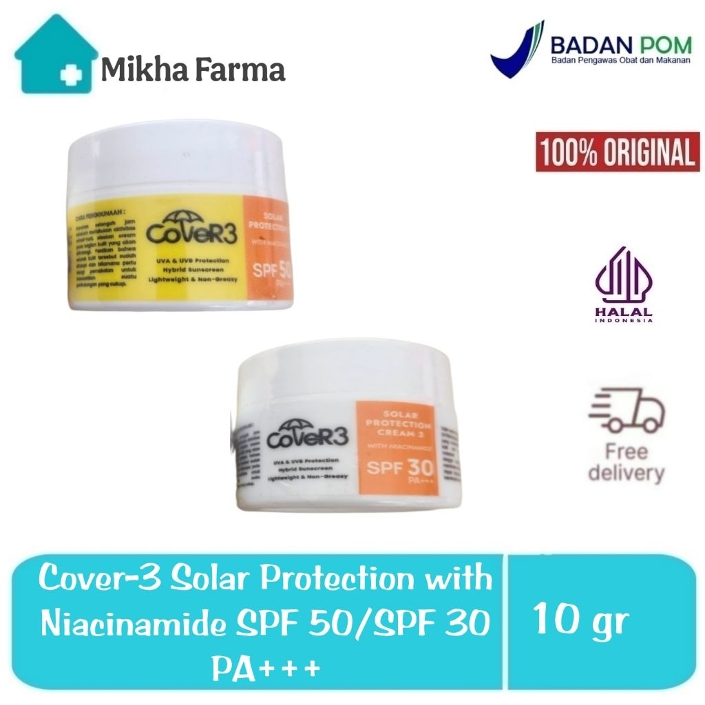 Cover 3 Solar Protection 5 Niacinamide - Oil Free - Sunblock / krim tabir surya SPF 50 - sunscreen p