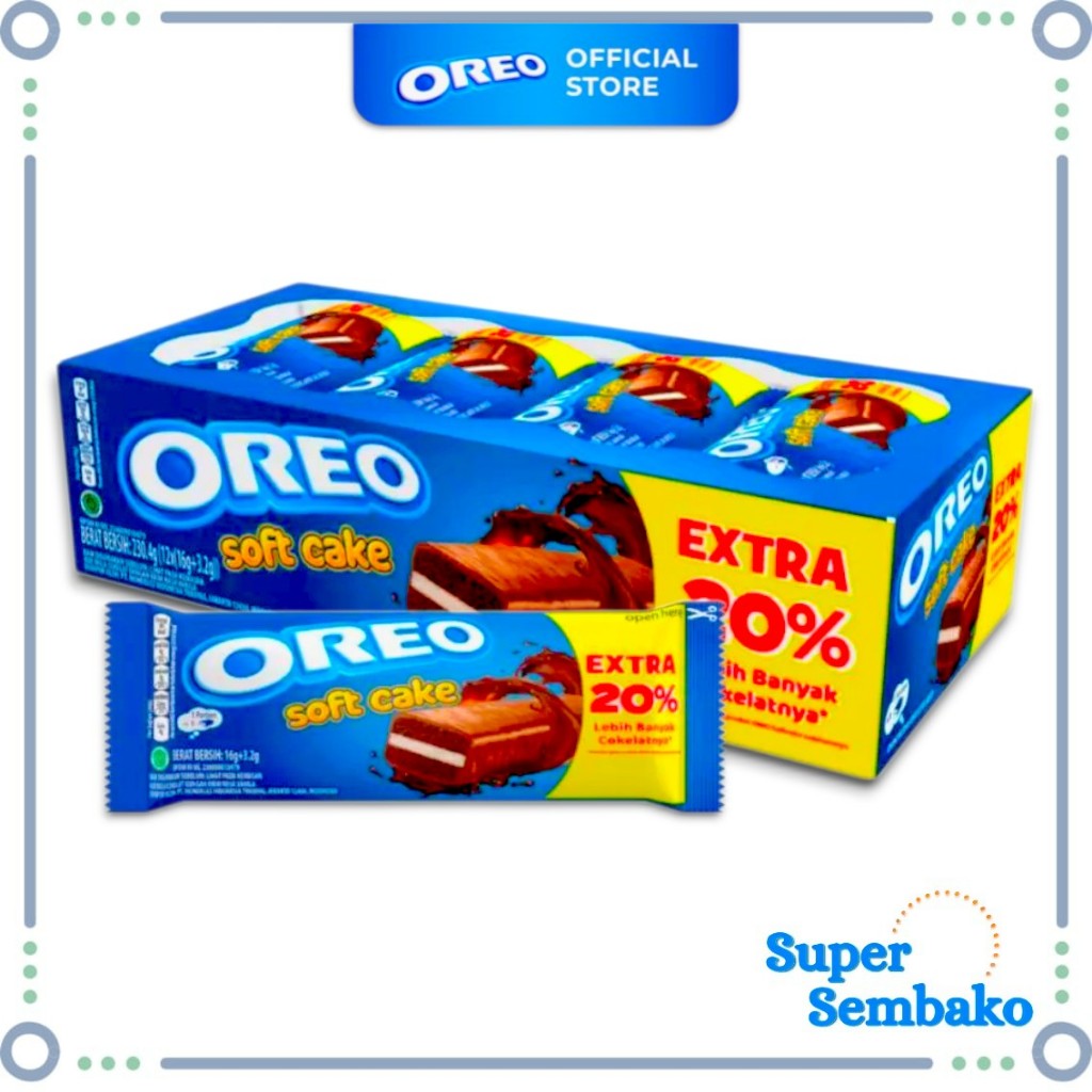 Snack Cemilan Kue Bolu Cokelat Oreo Soft Cake 16g Per Box Isi 12 Pcs Bungkus Grosir Instant Makassar
