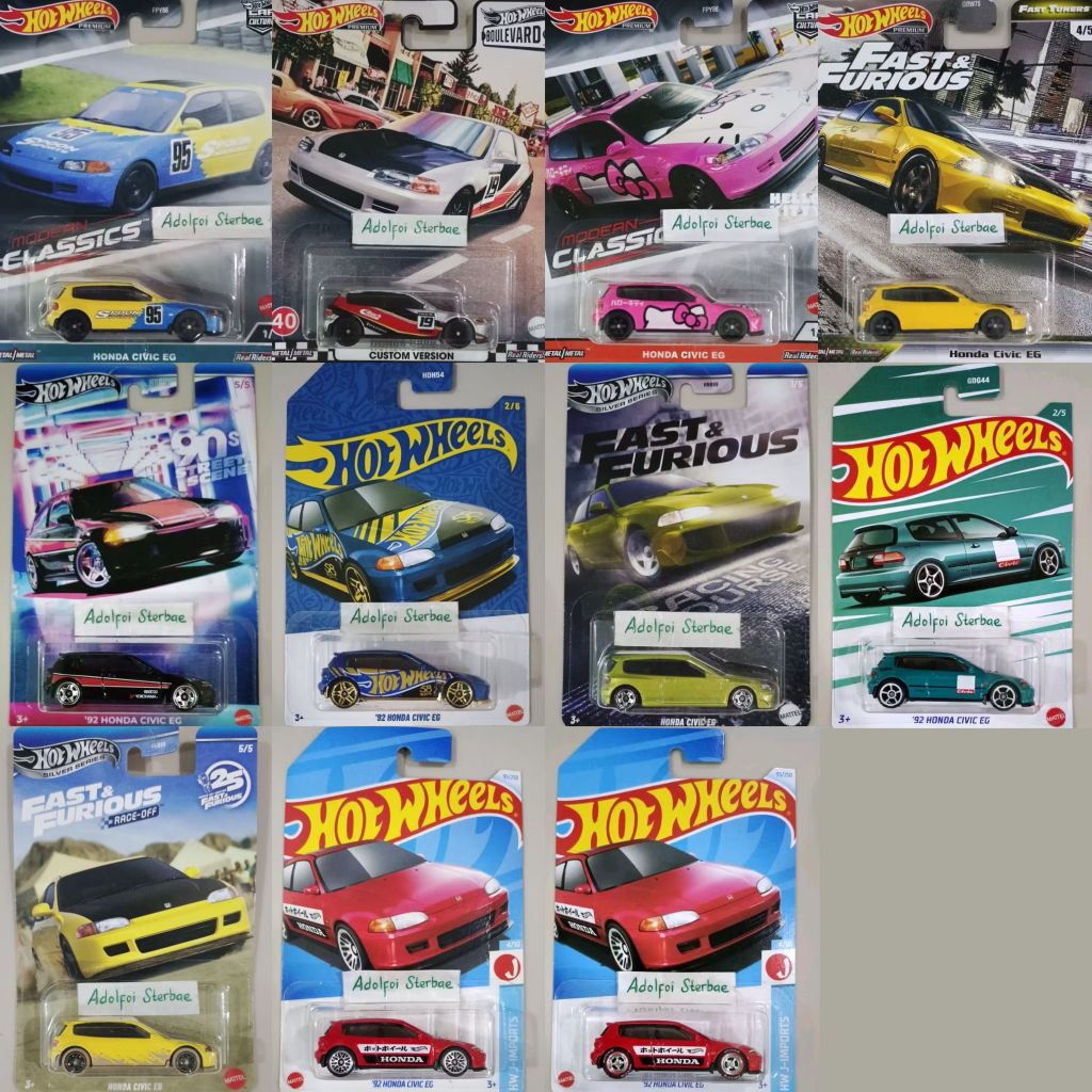 hotwheels hot wheels premium '92 honda civic EG custom version fast & furious tuners car culture mod