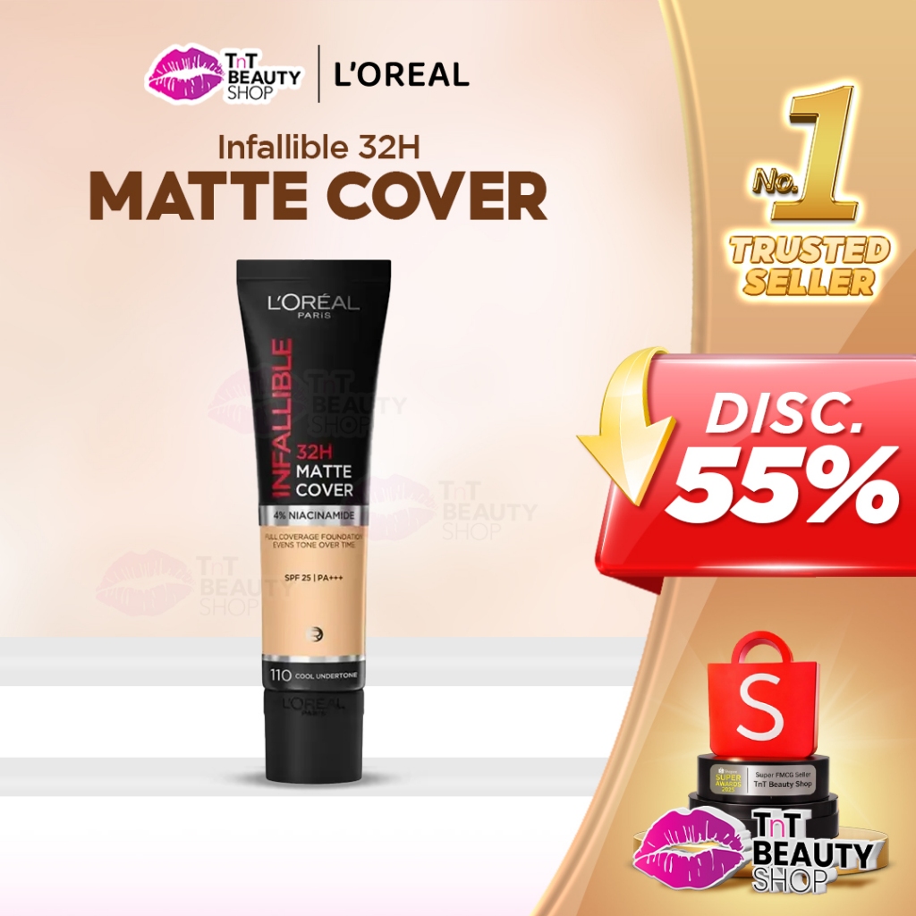 L’Oreal Paris Infallible 32 Hr Matte Cover Liquid Foundation - 30ml (Make Up Loreal Natural Tahan 32