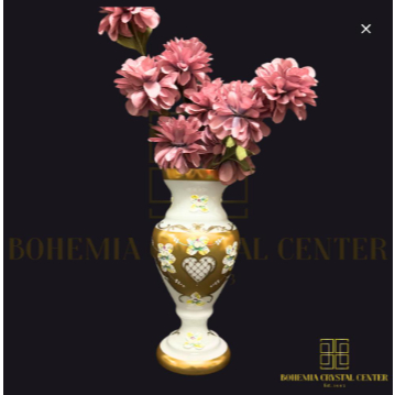 Bohemia Crystal - High Buro Enamel White Flower Vase Kristal