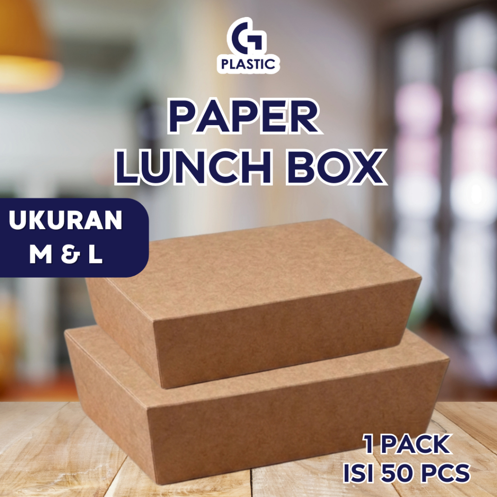 Paper Lunch Box Craft Coklat Ukuran M, L - Kotak Nasi Kertas