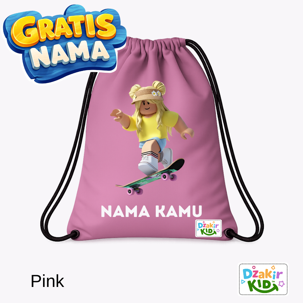 DZAKIR KIDS Tas Serut Roblox Skate Perempuan Baju Kuning Aneka Warna Anak Sekolah Karakter Lucu Cust
