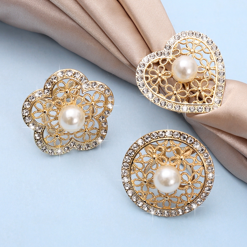 Bros Hijab Wanita Desain Bunga Elegan, Mutiara Mewah/Cincin bros/Aksesoris jilbab Muslim