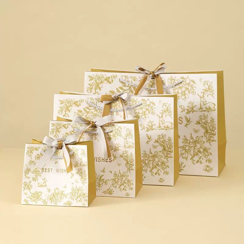 PP016 | PAPERBAG SKETCH GOLD FLOWER | PAPERBAG GOLD GARDEN | TAS KANTONG GOODIE BAG HAMPERS GIFT