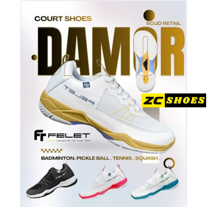 Felet DAMOR ( Court Shoes ) Badminton Shoes - Sepatu Badminton Original Felet