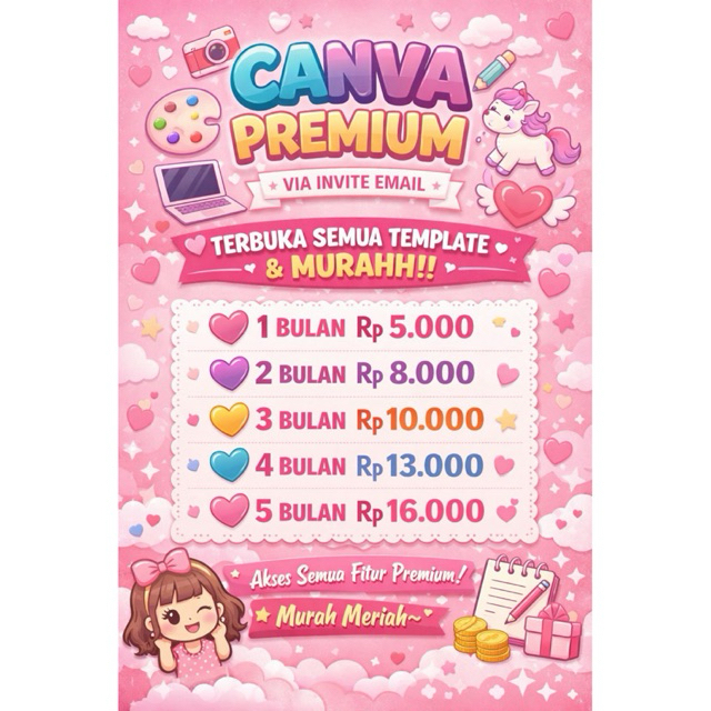 Canva Premium 1-5 bulan Android/ios/pc/laptop