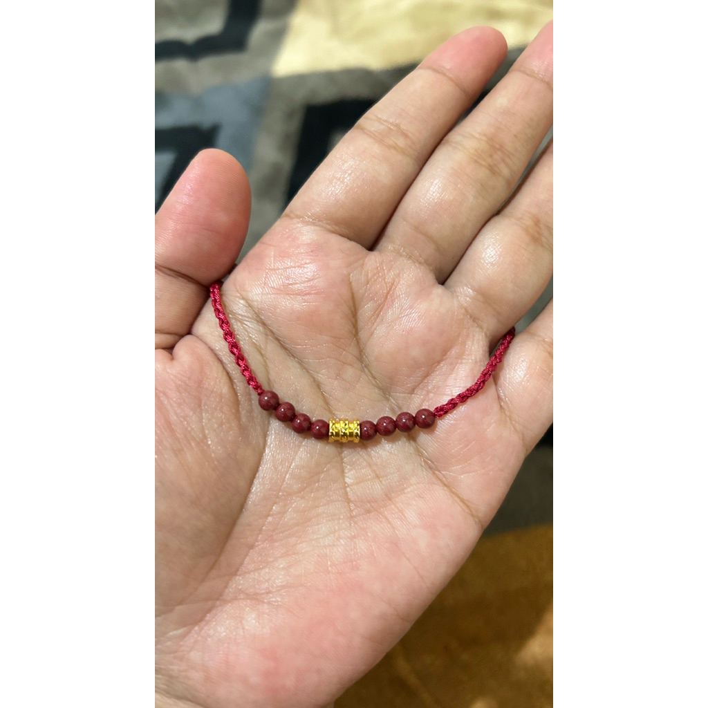 LOVELUNA GELANG TALI MERAH DOUBLE BAREL EMAS 18K (RE-CREATE)