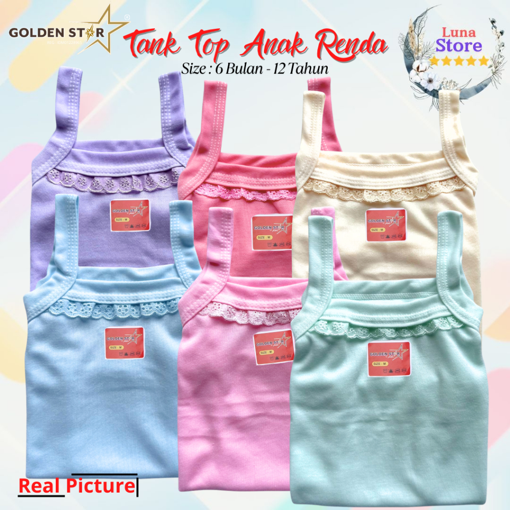 6 pcs Singlet Anak Kaos Dalam Bayi Dan Anak Perempuan Tangtop Anak Perempuan Sampai Remaja | Singlet