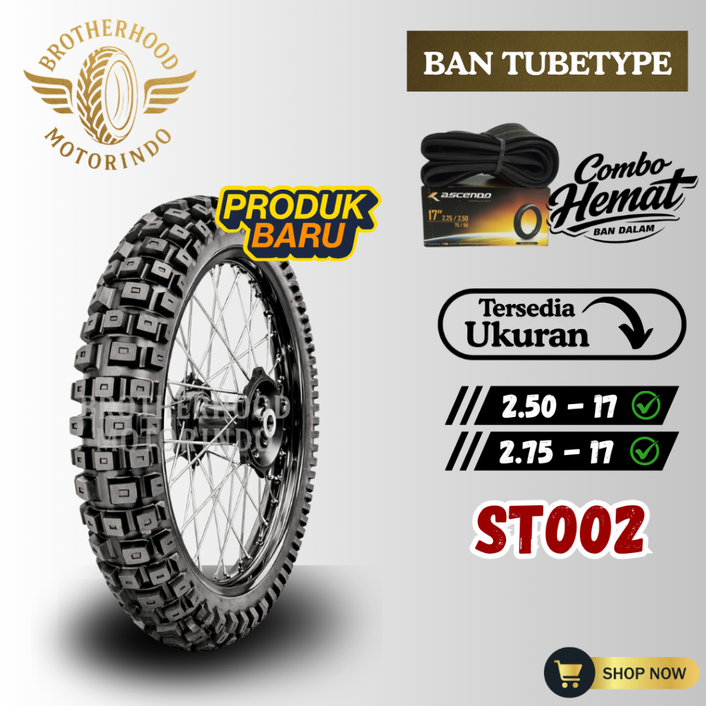 BAN ASCENDO ST002 RING 17 NON TUBLES ( 250-17 / 275-17 ) BAN IRC TRAIL / BAN TUBETYPE RING 17 / NON 