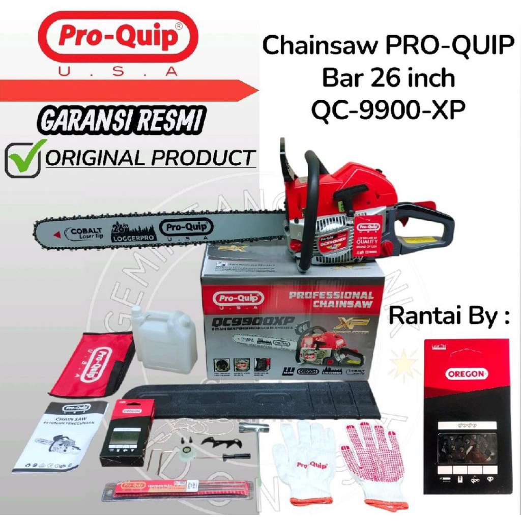 Mesin Chainsaw Pro Quip Tipe QC9900XP Turbo 26 inch. Rantai OREGON