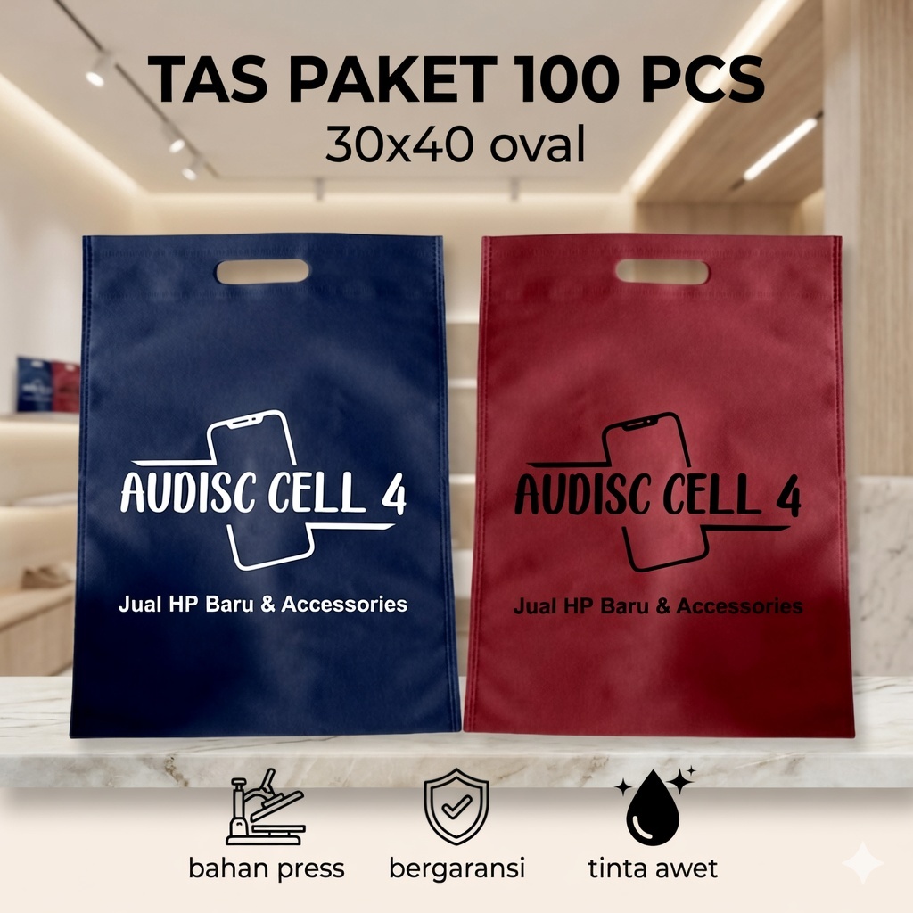 100 pcs Tas Sablon Souvenir Wedding Haji Custom Tasyakuran Aqiqah Promosi